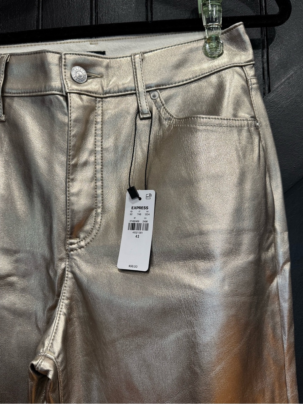 Express Womenโs Metallic Gold Jeans